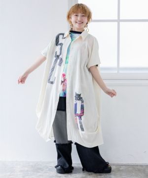 SCRロゴアップリケシャツワンピース-1