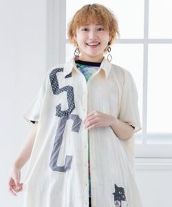 スカラー ScoLar ゆったり スタイリング柄アップリケ Tシャツワンピース スカラー ScoLar ゆったり スタイリング柄アップリケ Tシャツ
