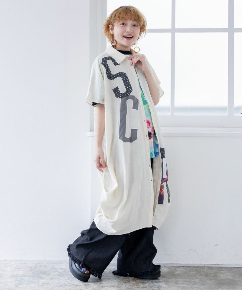 SCRロゴアップリケシャツワンピース-4