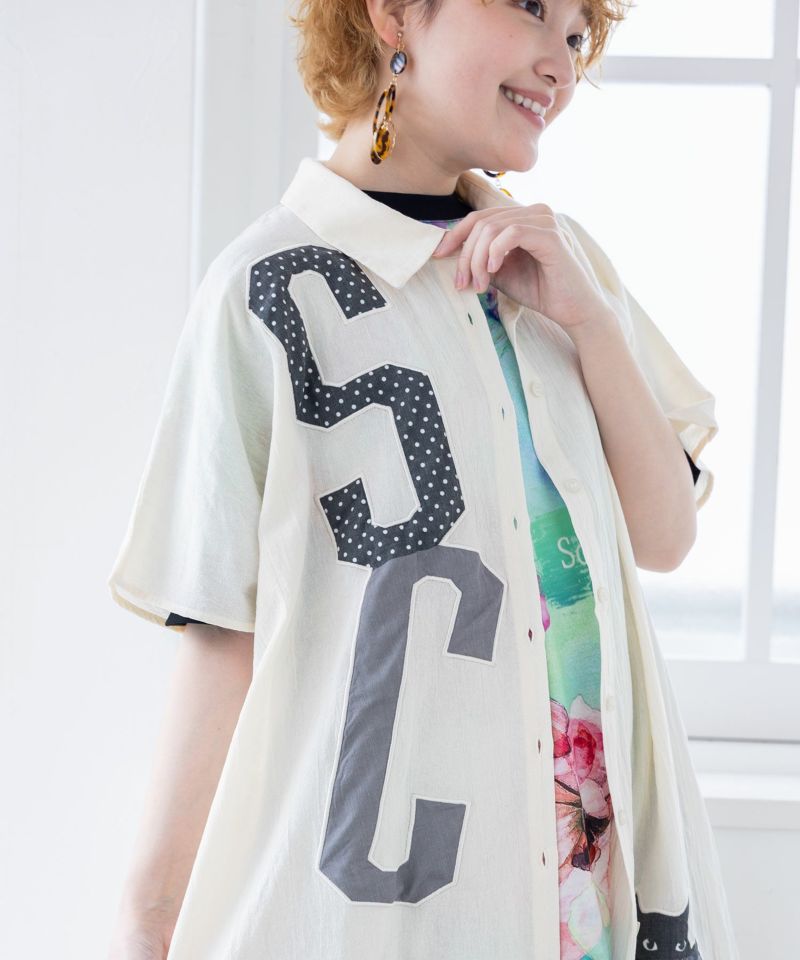 SCRロゴアップリケシャツワンピース-6