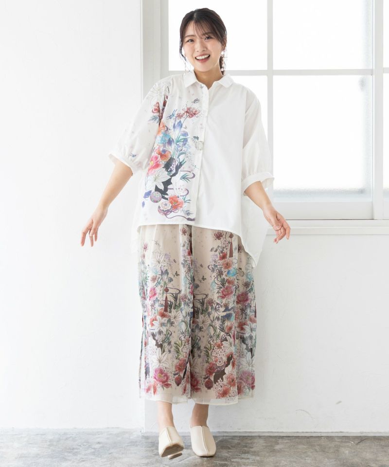 雅結×iS ScoLarコラボ 和風花柄シフォン重ねパンツ-20