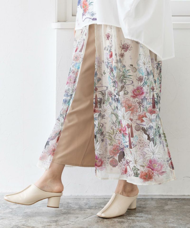 雅結×iS ScoLarコラボ 和風花柄シフォン重ねパンツ-21