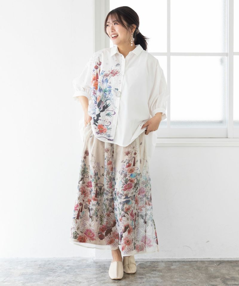 雅結×iS ScoLarコラボ 和風花柄シフォン重ねパンツ-22
