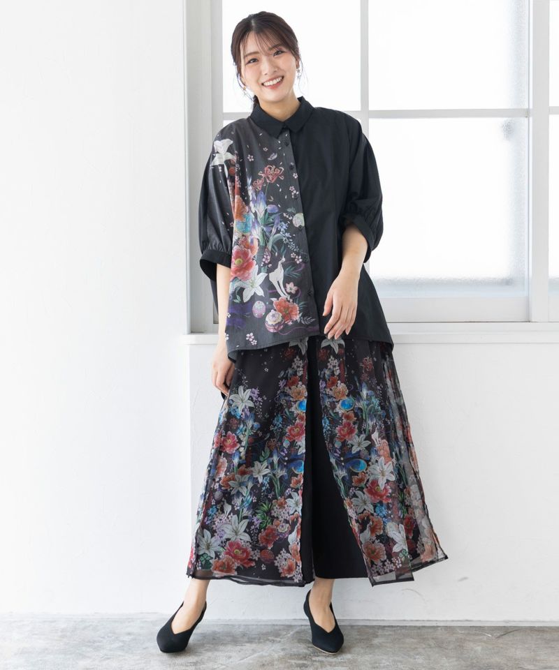 雅結×iS ScoLarコラボ 和風花柄シフォン重ねパンツ-25