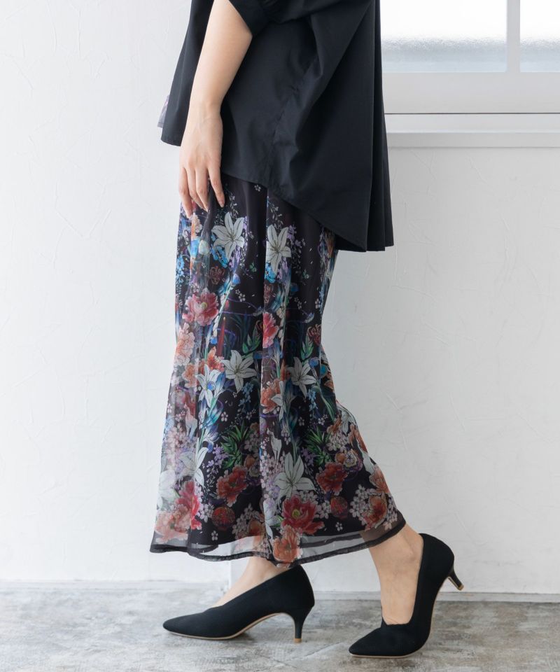 雅結×iS ScoLarコラボ 和風花柄シフォン重ねパンツ-26