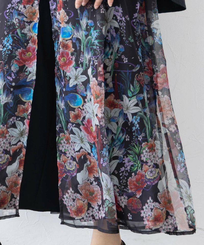 雅結×iS ScoLarコラボ 和風花柄シフォン重ねパンツ-28