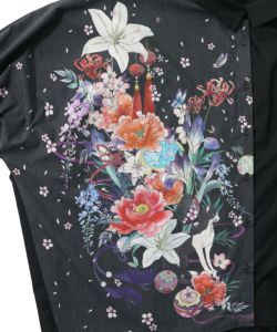 雅結×iS ScoLarコラボ 和風花柄シャツ-13