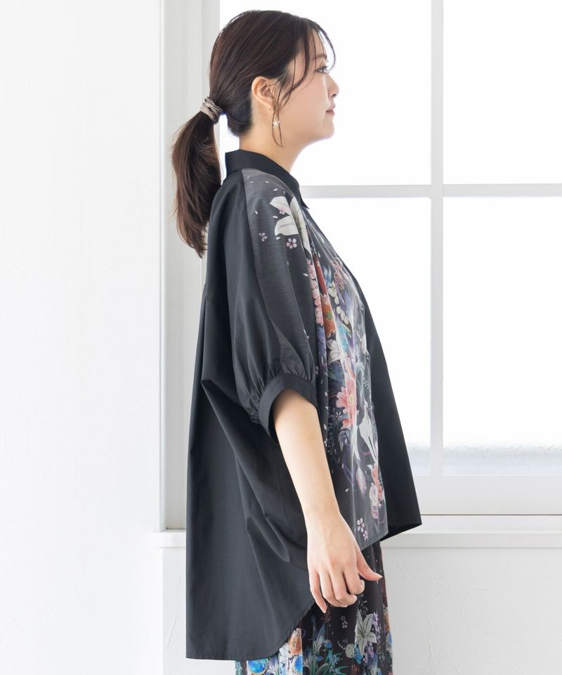 雅結×iS ScoLarコラボ 和風花柄シャツ-26