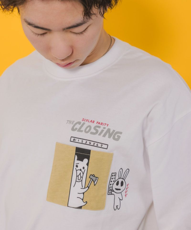 CLOSING柄ポケットTシャツ-1