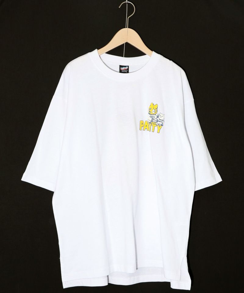 クマとネコのアメフト柄 バック発泡プリントTシャツ-10