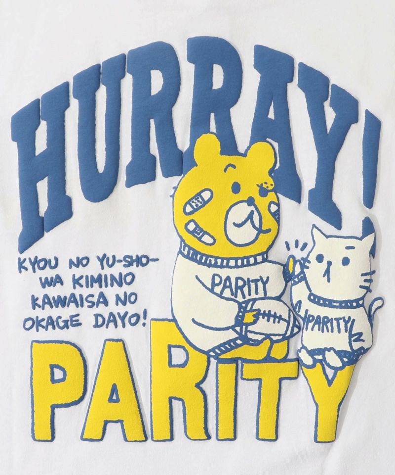 クマとネコのアメフト柄 バック発泡プリントTシャツ-12
