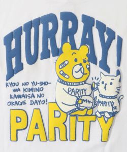 クマとネコのアメフト柄 バック発泡プリントTシャツ-12