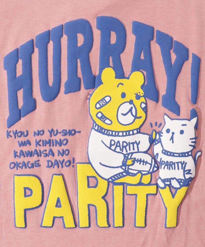 クマとネコのアメフト柄 バック発泡プリントTシャツ-18