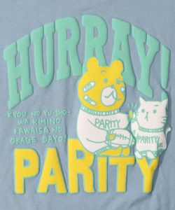 クマとネコのアメフト柄 バック発泡プリントTシャツ-21