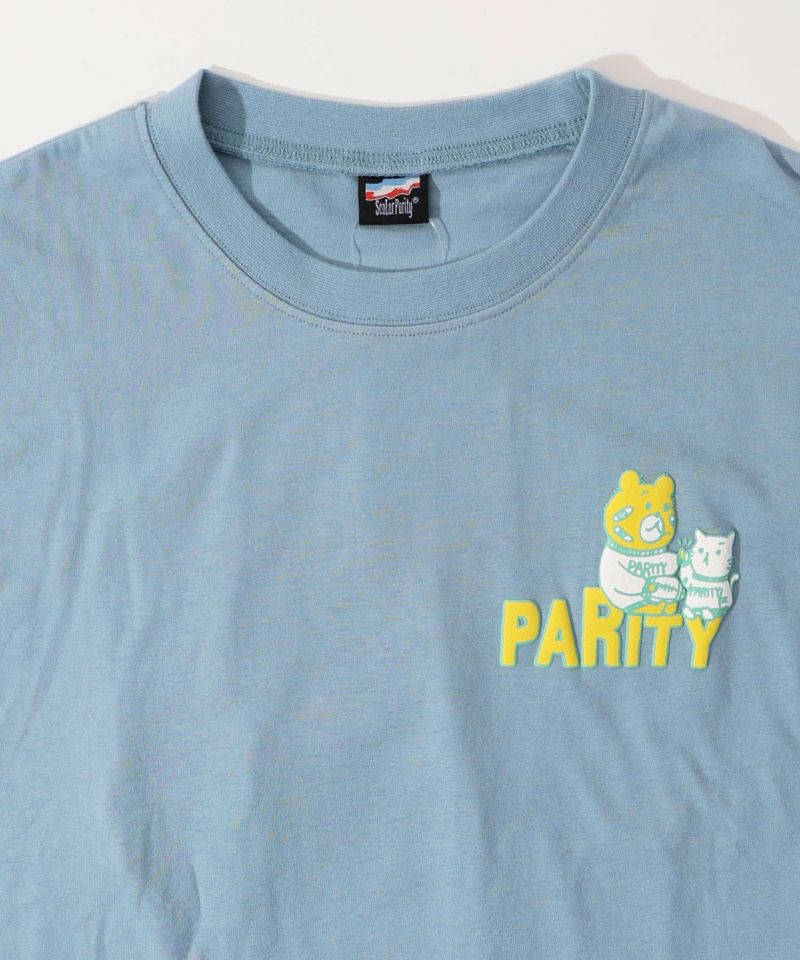クマとネコのアメフト柄 バック発泡プリントTシャツ-29