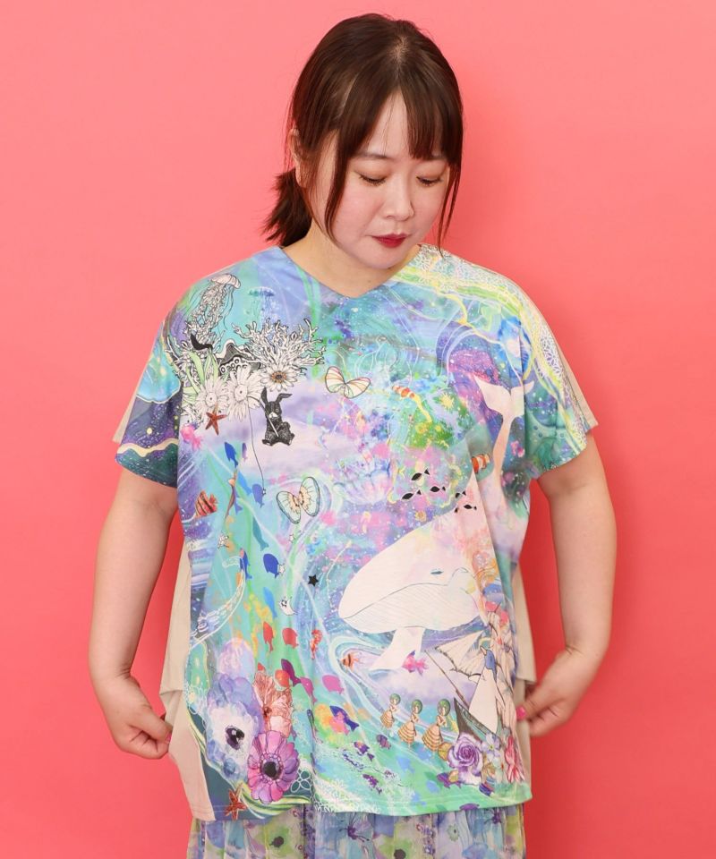 メルヘンな海とクジラ柄プルオーバー-1
