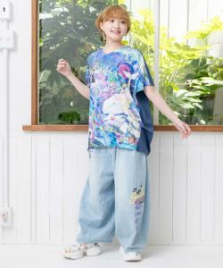 スカラー ScoLar クラゲ柄切替裏毛プルオーバー （パープル