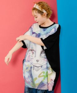 152678：BIGネコ柄メロウステッチチュニックの通販-ScoLar