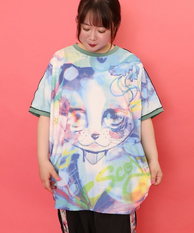 BIGネコ柄メロウステッチチュニック-14