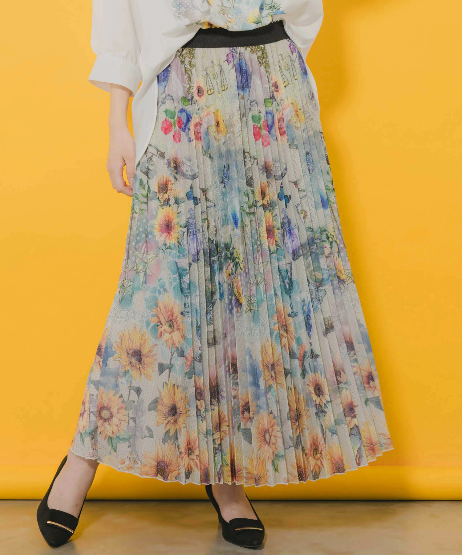 552208：シチリアイメージプリント ティアードプリーツスカートの通販  