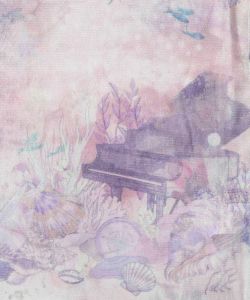海とピアノのアート柄 ラメチュールロンT-7