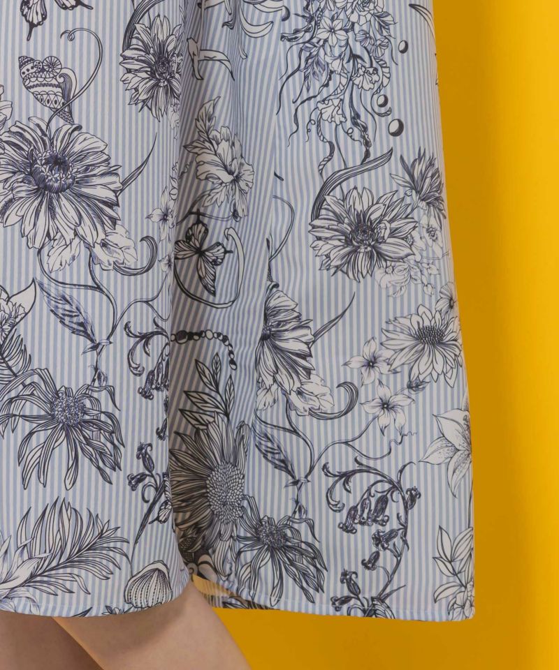 ストライプ花柄シャツワンピース-9
