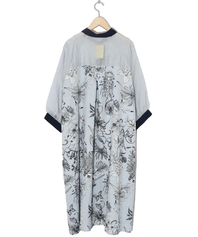 ストライプ花柄シャツワンピース-14