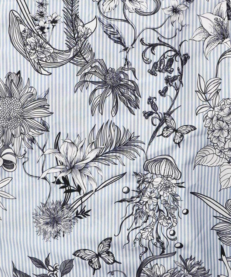 ストライプ花柄シャツワンピース-15