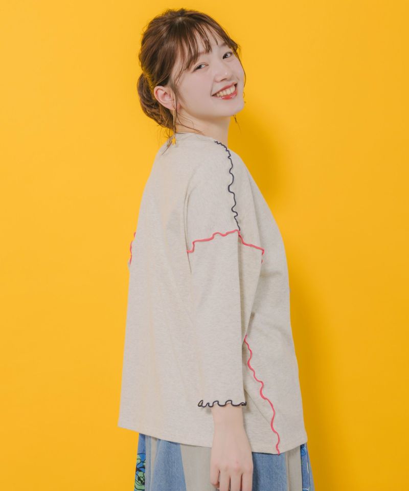 配色メロウステッチ クリームソーダ柄Tシャツ-4