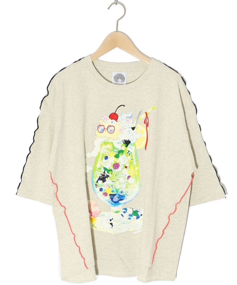 配色メロウステッチ クリームソーダ柄Tシャツ-9