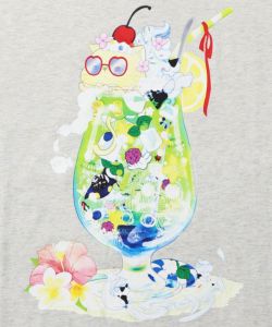 配色メロウステッチ クリームソーダ柄Tシャツ-10