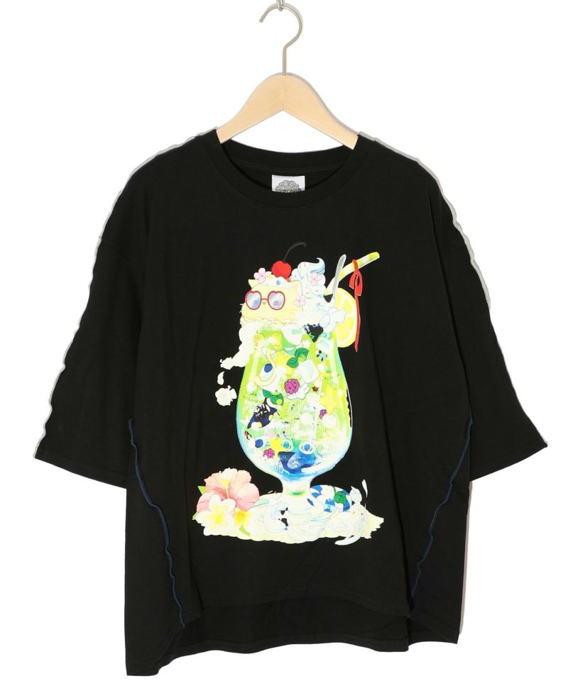 配色メロウステッチ クリームソーダ柄Tシャツ-11