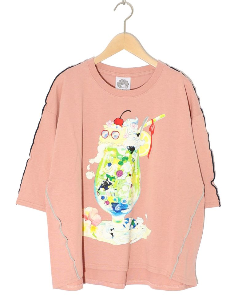 配色メロウステッチ クリームソーダ柄Tシャツ-13
