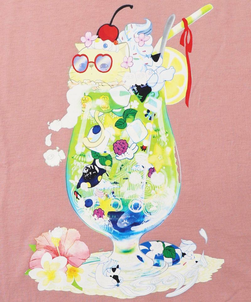 配色メロウステッチ クリームソーダ柄Tシャツ-14