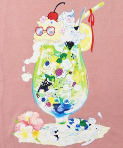配色メロウステッチ クリームソーダ柄Tシャツ-14