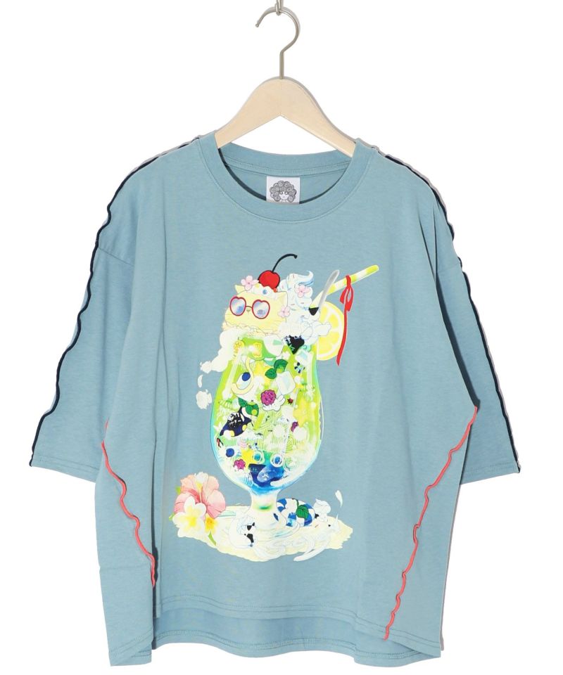 配色メロウステッチ クリームソーダ柄Tシャツ-15
