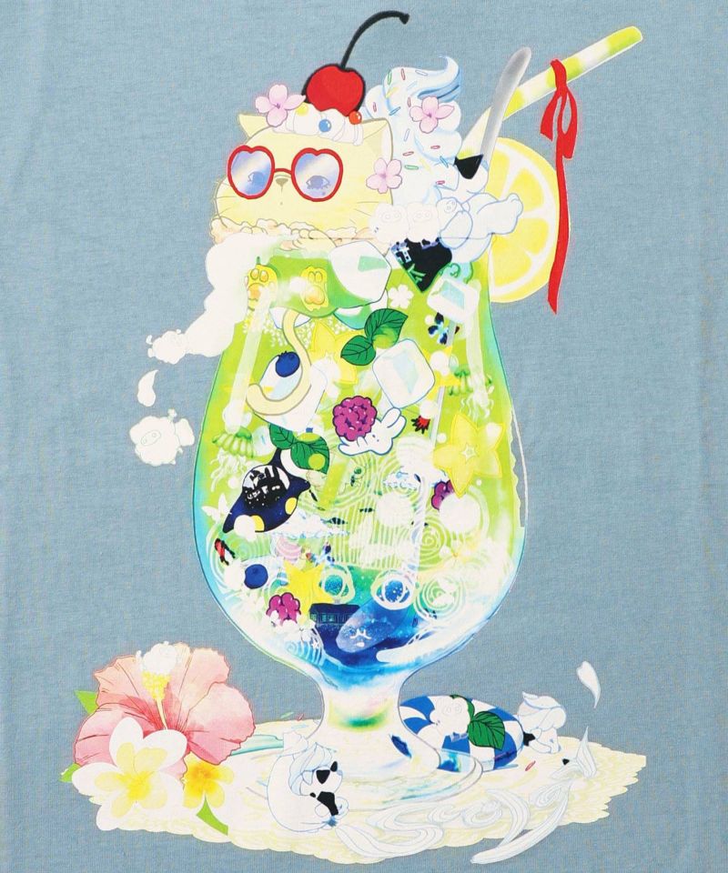 配色メロウステッチ クリームソーダ柄Tシャツ-16