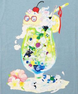 配色メロウステッチ クリームソーダ柄Tシャツ-16