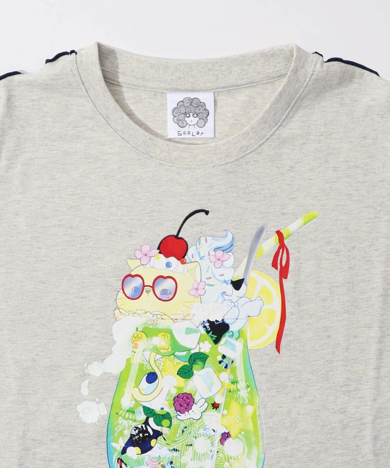 配色メロウステッチ クリームソーダ柄Tシャツ-17