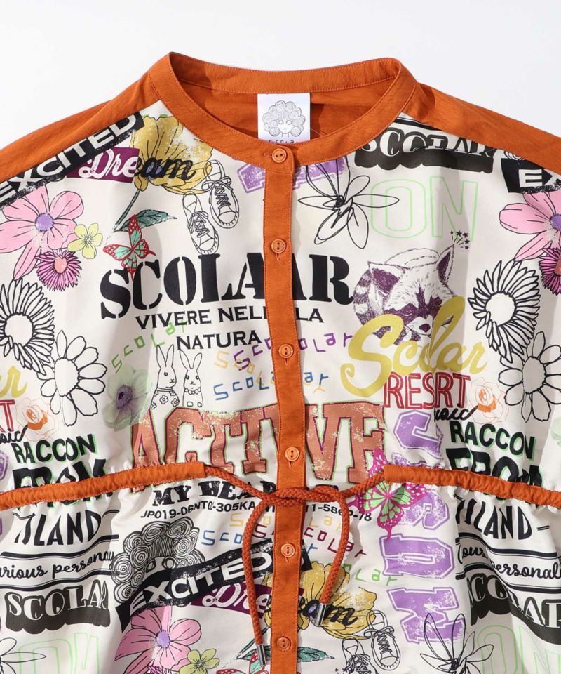 152647：スカラーロゴ切替 前開きワンピースの通販-ScoLar