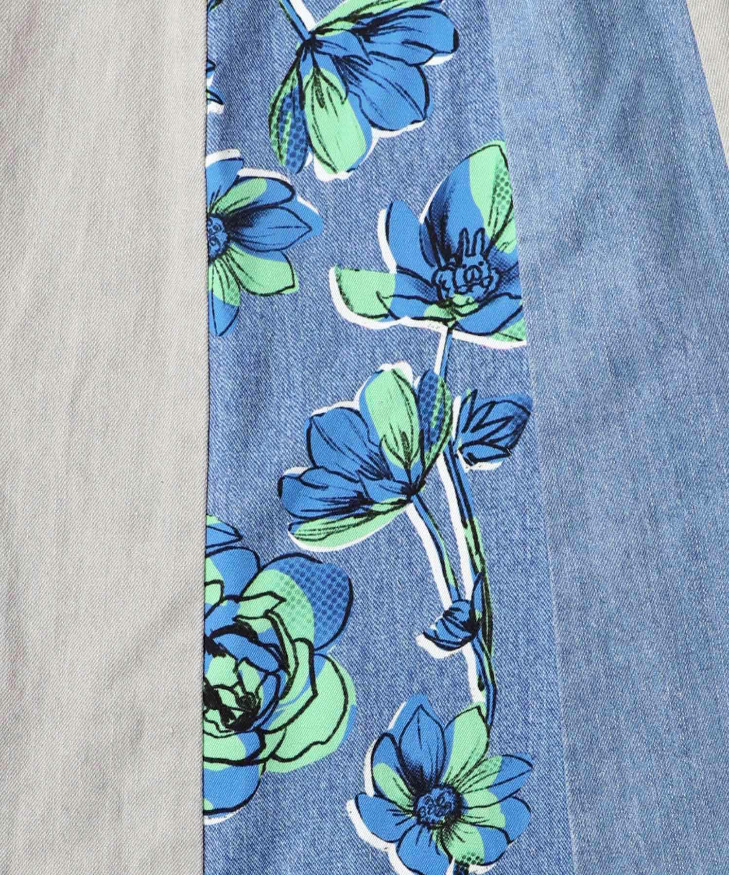 152645：花柄切替デニムスカートの通販-ScoLar 