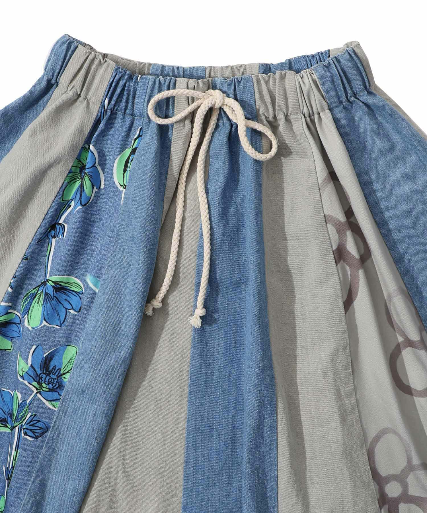 152645：花柄切替デニムスカートの通販-ScoLar 