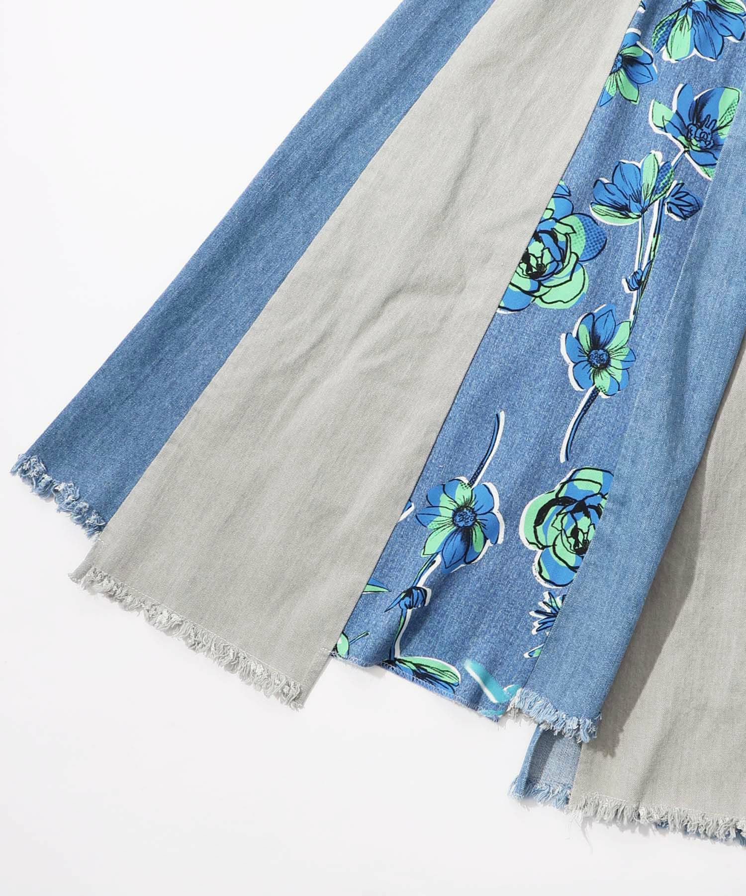 152645：花柄切替デニムスカートの通販-ScoLar 