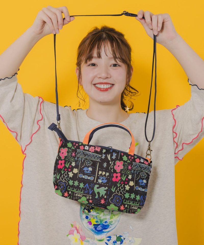 POP総柄両面プリント ミニショルダーバッグ-3