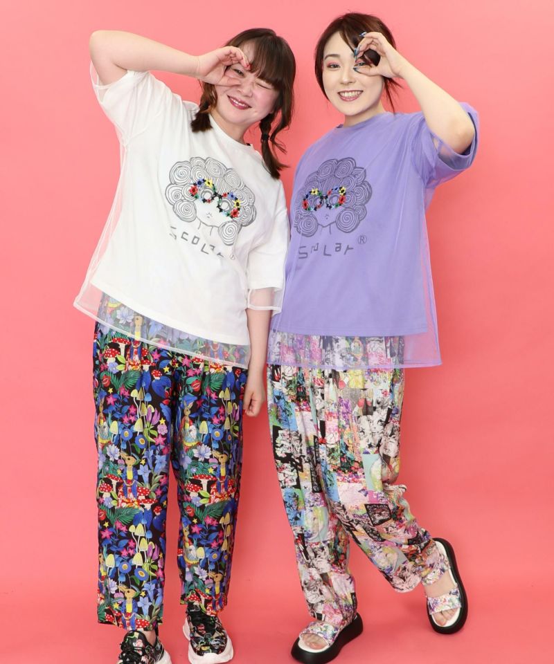 花メガネ刺繍 スカラーちゃんチュール重ねプルオーバー-2