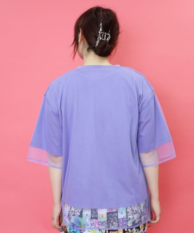 花メガネ刺繍 スカラーちゃんチュール重ねプルオーバー-5
