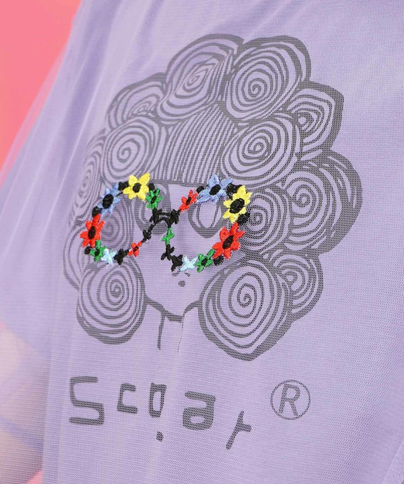 花メガネ刺繍 スカラーちゃんチュール重ねプルオーバー-7