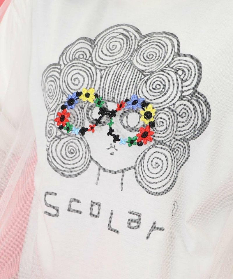 花メガネ刺繍 スカラーちゃんチュール重ねプルオーバー-19