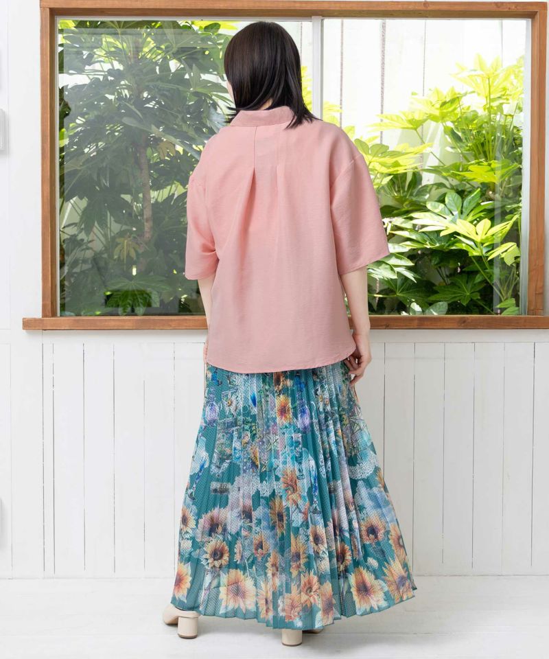 レトロなネコソーダ刺繍シャツ-19