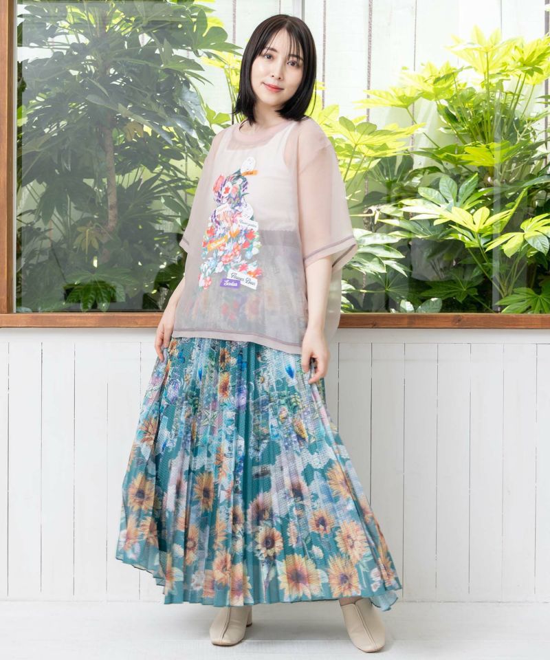 クマシルエット花柄シアープルオーバー-2